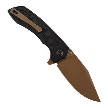 Tenable Entity Folding Knife Black Aluminum Handle 14C28N Drop Point Plain Edge Rose Gold Finish B1036F1