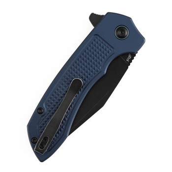 Tenable Entity Folding Knife Blue Aluminum Handle 14C28N Drop Point Plain Edge Blackwash Finish B1036F5
