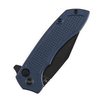 Tenable Entity Folding Knife Blue Aluminum Handle 14C28N Drop Point Plain Edge Blackwash Finish B1036F5