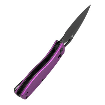 Tenable Heron Folding Knife Purple Aluminum Handle Nitro-V Plain Edge Blackwash Finish B2124V1