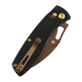 Tenable Heron Folding Knife Black Aluminum Handle Nitro-V Plain Edge Rose Gold Finish B2124V2