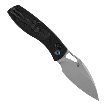 Tenable Heron Folding Knife Black G10 Handle Nitro-V Plain Edge Stonewash Finish B2124V4