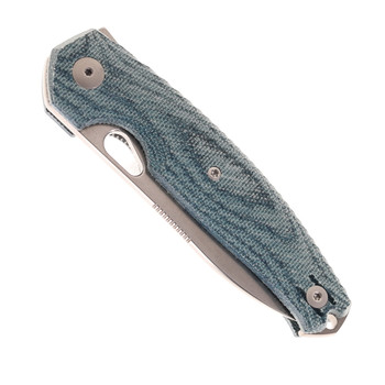GiantMouse Folding Knife Denim Micarta Handle Elmax Plain Edge Stonewash Finish JAGT-DENIM