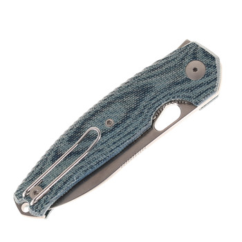 GiantMouse Folding Knife Denim Micarta Handle Elmax Plain Edge Stonewash Finish JAGT-DENIM