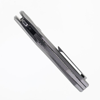 TwoSun Folding Knife Gray Titanium Handle 14C28N Plain Edge Stonewash Finish TS605