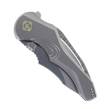 TwoSun Folding Knife Gray Titanium Handle 14C28N Plain Edge Stonewash Finish TS605