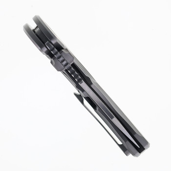 TwoSun Folding Knife Gray Titanium Handle 14C28N Plain Edge Stonewash Finish TS605