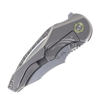 TwoSun Folding Knife Gray Titanium Handle 14C28N Plain Edge Stonewash Finish TS605