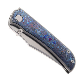 TwoSun Folding Knife Titanium/Zircuti Zirconium Handle M390 Drop Point Plain Edge TS301-M390-Zircuti