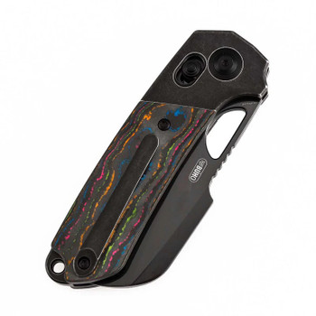 Kansept Nahual Folding Knife Blackwash Titanium/80's CamoCarbon Handle Magnacut Plain Black DLC Blade K2125V1