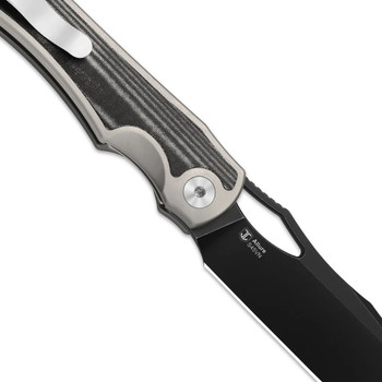 Kizer Allure Folding Knife Silver/Black Norplex UltreX Micarta Handle S45VN Drop Point Plain Edge Black Stonewash Finish Ki4763LDA2