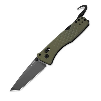 Kizer Aegis T Folding Knife Olive Green G10 Handle AEB-L Tanto Plain Edge Gray Stonewash Finish V3774CTA2
