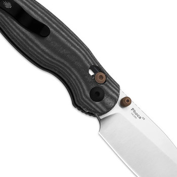 Kizer Phoca CD Folding Knife Black Norplex UltreX Micarta Handle 14C28N Drop Point Plain Edge Satin Finish V3781CDA1