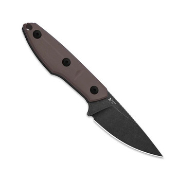 Kizer Splinter Fixed Blade Knife Brown G10 Handle AEB-L Drop Point Plain Edge Black Stonewash Finish 1087A2
