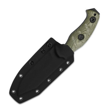 Kizer Sheepdog Survival Fixed Blade Knife Green Micarta Handle 1095 Clip Point Plain Black Blade 1105A4