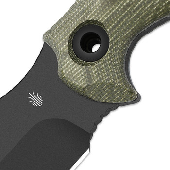 Kizer Sheepdog Survival Fixed Blade Knife Green Micarta Handle 1095 Clip Point Plain Black Blade 1105A4