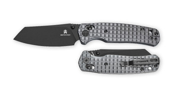 Bestechman Cicada's Wing Folding Knife Grey PVD Stainless Steel Handle 10cr15MoV Plain Edge Black PVD Finish BMK06-S-2