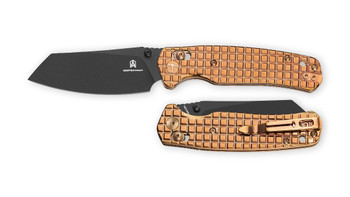 Bestechman Cicada's Wing Folding Knife Bronze PVD Stainless Steel Handle 10cr15MoV Plain Edge Black PVD Finish BMK06-S-4
