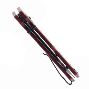 Defcon Folding Knife Dark Red Aluminum Handle 14C28N Reverse Tanto Plain Black Blade TD021PP