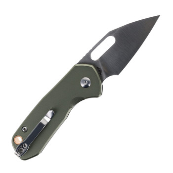 CJRB Mini Pyrite Folding Knife Green Aluminum Handle AR-RPM9 Wharncliffe Plain Edge J1933-GN