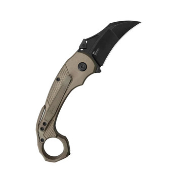 KB Knives Tactical Toucan Folding Knife Bronze Ano Titanium Handle 20CV Karambit Plain Edge Blackwash Finish KB463C