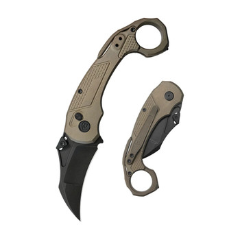 KB Knives Tactical Toucan Folding Knife Bronze Ano Titanium Handle 20CV Karambit Plain Edge Blackwash Finish KB463C