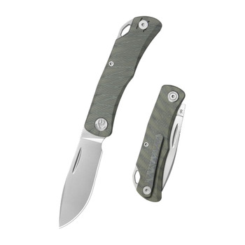 KB Knives El Dorado Folding Knife Flame Ano Titanium Handle M390 Clip Point Pain Edge Silver Beadblast Finish KB469B