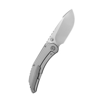KB Knives Snorri Folding Knife Sandblast Titanium Handle M390 Drop Point Plain Edge Silver Beadblast Finish KB388A