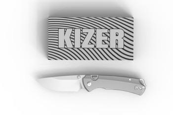 (Exclusive-Coming Soon) Kizer T1 BD Folding Knife Textured Titanium Handle 154CM Drop Point Plain Edge Satin Finish V3490E1