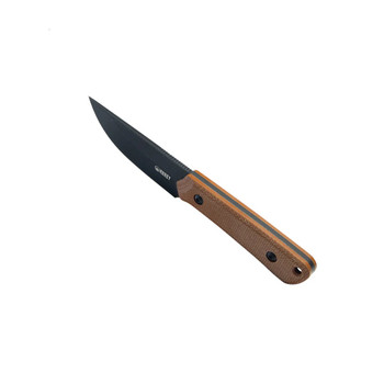 Kubey Thorn Fixed Blade Knife Brown Micarta Handle 14C28N Drop Point Plain Edge Blackwash Finish KU413F