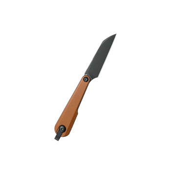 Kubey YAG Fixed Blade Knife Brown Micarta Handle 14C28N Sheepsfoot Plain Edge Blackwash Finish KU450C