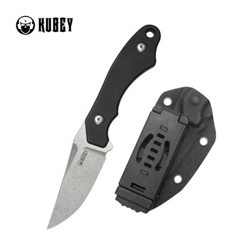 Kubey TLB II Fixed Blade Knife Black G10 Handle 14C28N Clip Point Plain Edge Beadblast Finish KU468A
