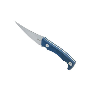Kubey Sicarii Fixed Blade Knife Blue Micarta Handle 14C28N Skinner Plain Edge Beadblast Finish KU477C