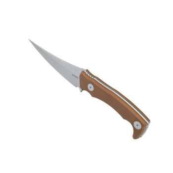 Kubey Sicarii Fixed Blade Knife Brown Micarta Handle 14C28N Skinner Plain Edge Beadblast Finish KU477E