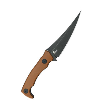 Kubey Sicarii Fixed Blade Knife Brown Micarta Handle 14C28N Skinner Plain Edge Blackwash Finish KU477F