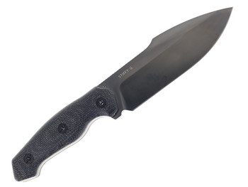 Kunwu Stiffy G Fixed Blade Knife Black Micarta Handle ASSAB 88 Plain Edge Black DLC Finish F712-BK-4