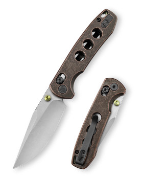 Trivisa Knives Butterfly-CU Crossbar Lock Folding Knife 3.03'' 14C28N Stonewashed Steel Blade Copper Handle JM06-CU-14