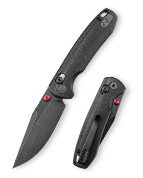Trivisa Knives Butterfly-BM Crossbar Lock Folding Knife 3.03'' Black Stonewashed 14C28N Steel Blade Black Micarta Handle JM06-BM-14