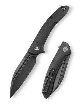 Trivisa Knives Cuckoo-BM Liner Lock Folding Knife 3.37'' 14C28N Black PVD Steel Blade Black Micarta Handle TY30-BM-14