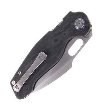 Kunwu Gringo Folding Knife Black Carbon Fiber Handle Elmax Plain Edge Satin Finish B712-CF-2