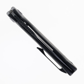 Kunwu Gringo Folding Knife Black Carbon Fiber Handle Elmax Plain Edge Black DLC Finish B712-CF-4