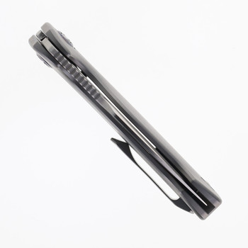 Kunwu Gringo Folding Knife Orange Peel Titanium Handle Elmax Plain Edge Satin Finish B712T-2A