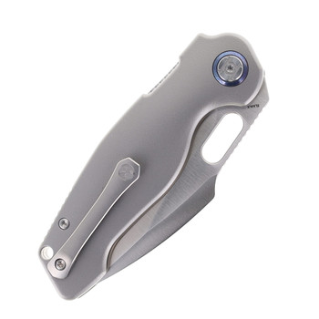 Kunwu Gringo Folding Knife Orange Peel Titanium Handle Elmax Plain Edge Satin Finish B712T-2A