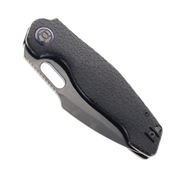 Kunwu Gringo Folding Knife Black PVD Honeydew Titanium Handle Elmax Plain Edge Black DLC Finish B712T-R2-4