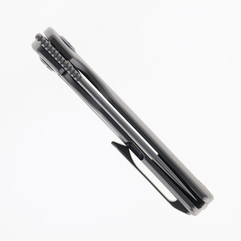 Kunwu TAO III Folding Knife Orange Peal Texture Titanium Handle Vanax Plain Edge Satin Finish K703L-T2A