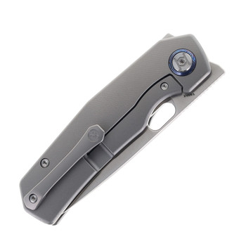 Kunwu TAO III Folding Knife Orange Peal Texture Titanium Handle Vanax Plain Edge Satin Finish K703L-T2A