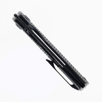 Kunwu TAO III Folding Knife Black DLC Diamond Texture Titanium Handle Vanax Plain Edge Black DLC Finish K703L-T4D