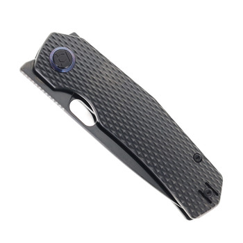 Kunwu TAO III Folding Knife Black DLC Diamond Texture Titanium Handle Vanax Plain Edge Black DLC Finish K703L-T4D