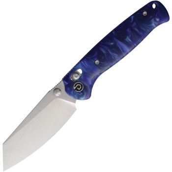 Defcon Artifact Axis Lock Folding Knife Blue Resin Handle Satin 14C28N Wharncliffe Blade TD024BL