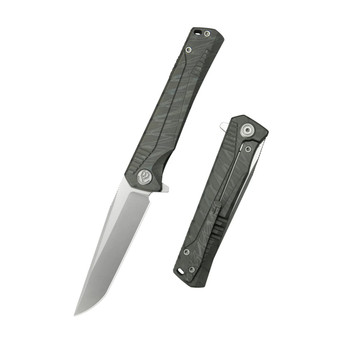 KB Knives Pyramid Folding Knife Flame Titanium Handle M390 Tanto
